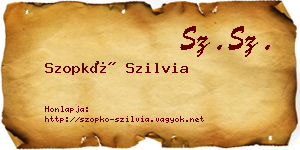 Szopkó Szilvia névjegykártya